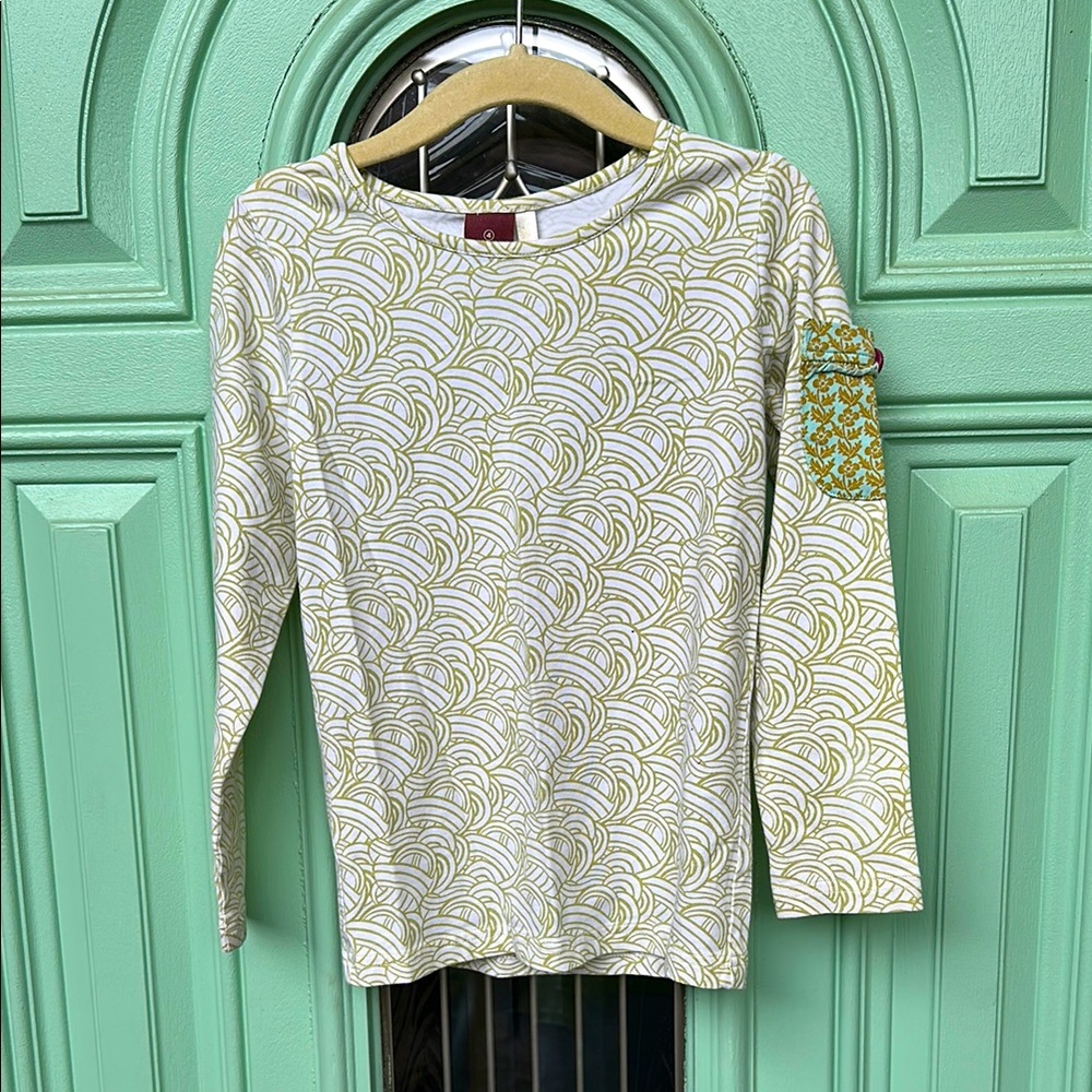 Matilda Jane Girls Size 4 Long Sleeve Tee White and Green